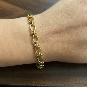 Gold plated stainless steel round link chain bracelet